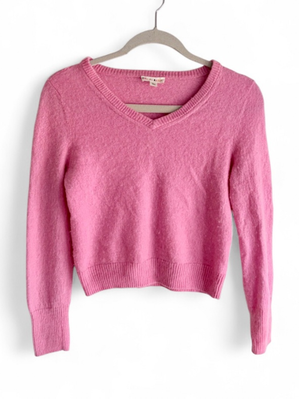 Roller Rabbit Fuzzy Pink Alpaca Wool Blend V Neck Cropped Sweater Size S